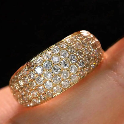 Luxury Gold Color Full Shiny Cubic Zirconia Ring