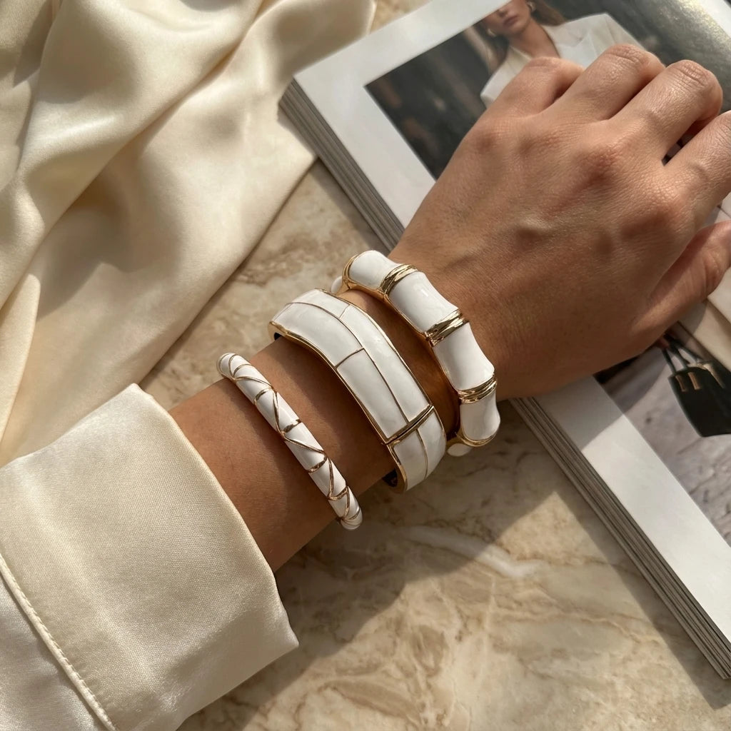 Round Bangles Exaggerated Geometric Wide Cuff Bracelets Hip Hop