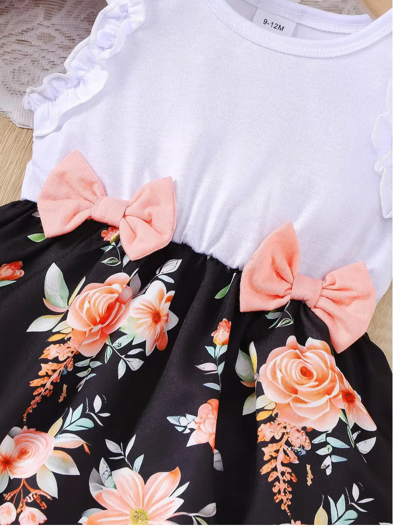 Baby Girl Floral Print Sleeveless Toddler  Dress
