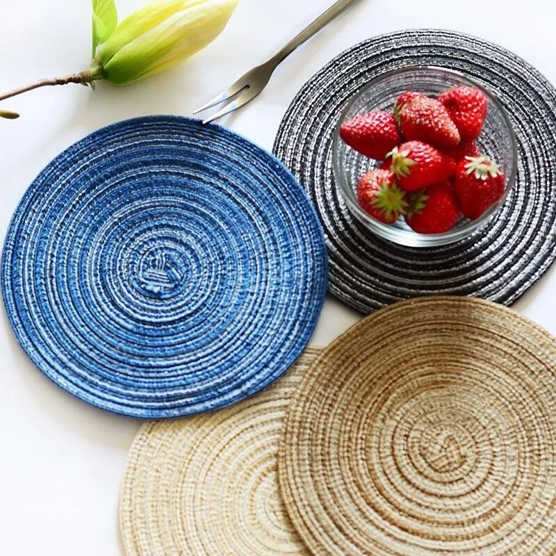Imitation Cotton Yarn Placemat Round Woven Dish Mat