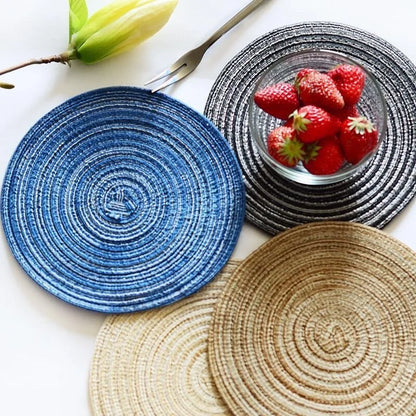 Imitation Cotton Yarn Placemat Round Woven Dish Mat
