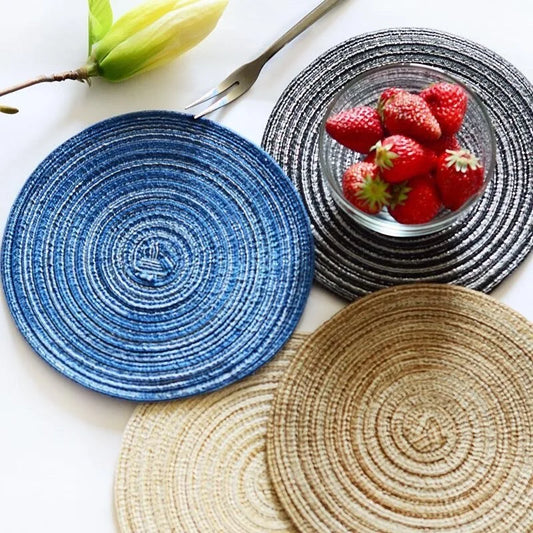 Imitation Cotton Yarn Placemat Round Woven Dish Mat