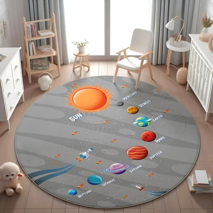 Planets Astronauts Playmat Round Rug  Living Room Decor Sofa Rug