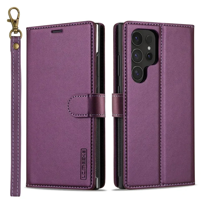 Leather Galaxy Case Magnetic Flip Wallet