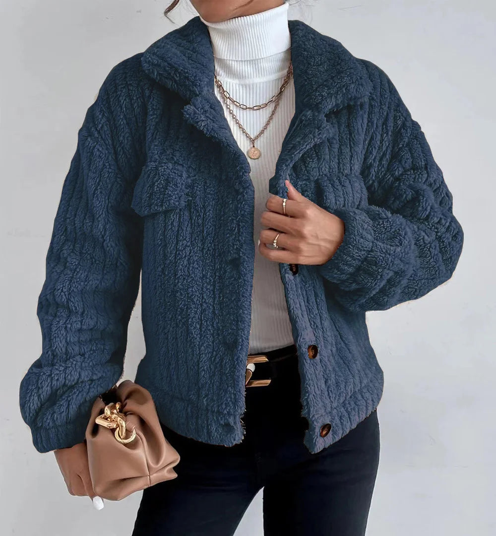 Rabbit plush coat lapel shirt plus plush plush coat