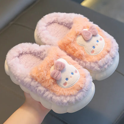 Cute Cartoon Winter Plush Toddler Non-slip Cotton 1-10 Years Slippers