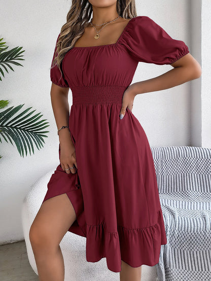 Puff Sleeve Square Neck Dress