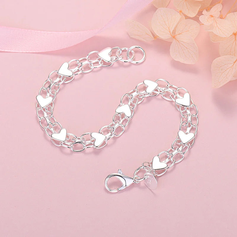 DANA 925 Sterling Silver heart bracelets