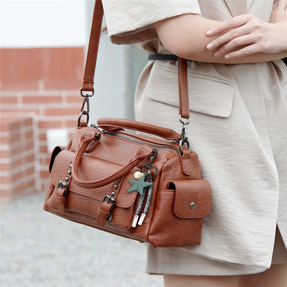 Faux Leather PU Crossbody Shoulder Tote Bag