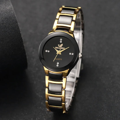 Rhinestone Stainless Steel Analog Quartz Watches