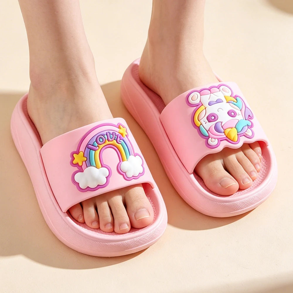 Slippers 2 to 3 4 5 6 7 8 9 10 Years Pink Unicorn Indoor Children's Slippers