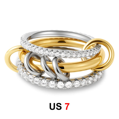 DANA Zirconia Gold Plated Rings Set