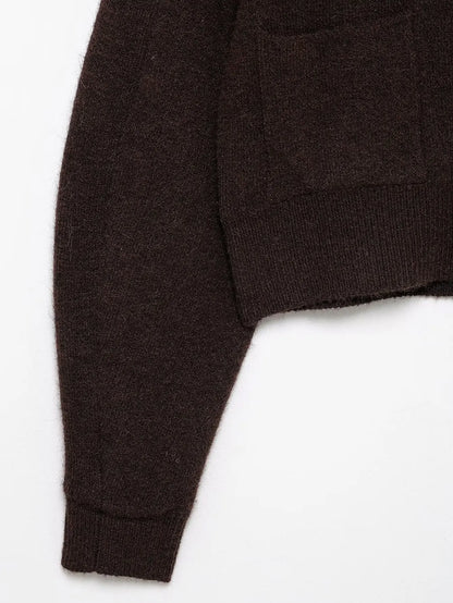 Falda mini ajustada de punto de manga larga con cuello redondo