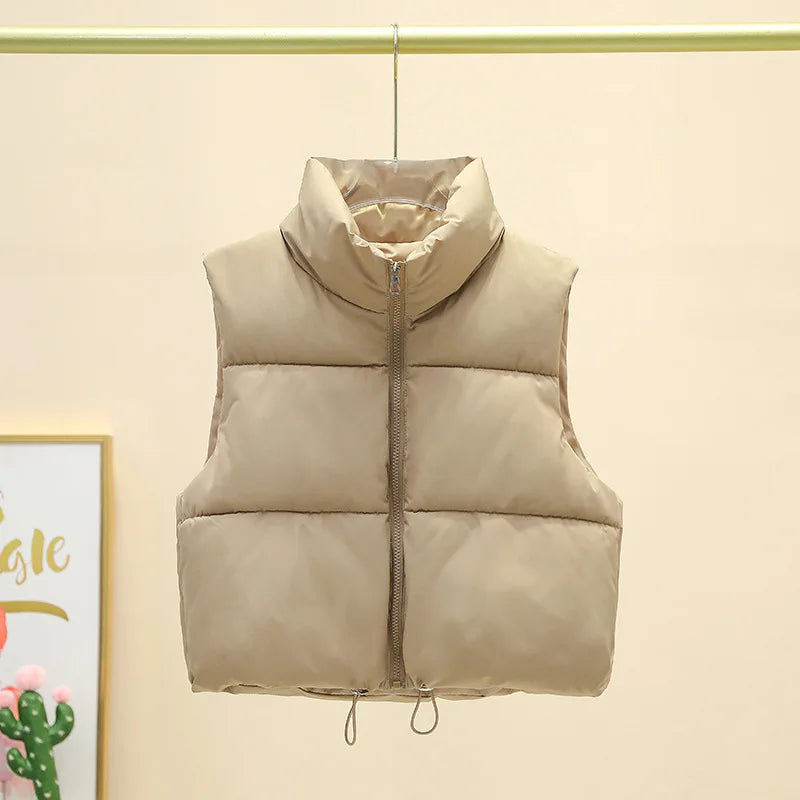 Short Down Sleeveless Vest Stand Collar Zipper Jacket
