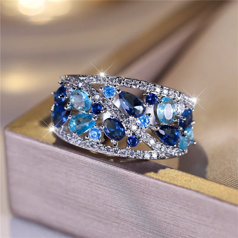 Luxury Blue Zircon Stone Ring