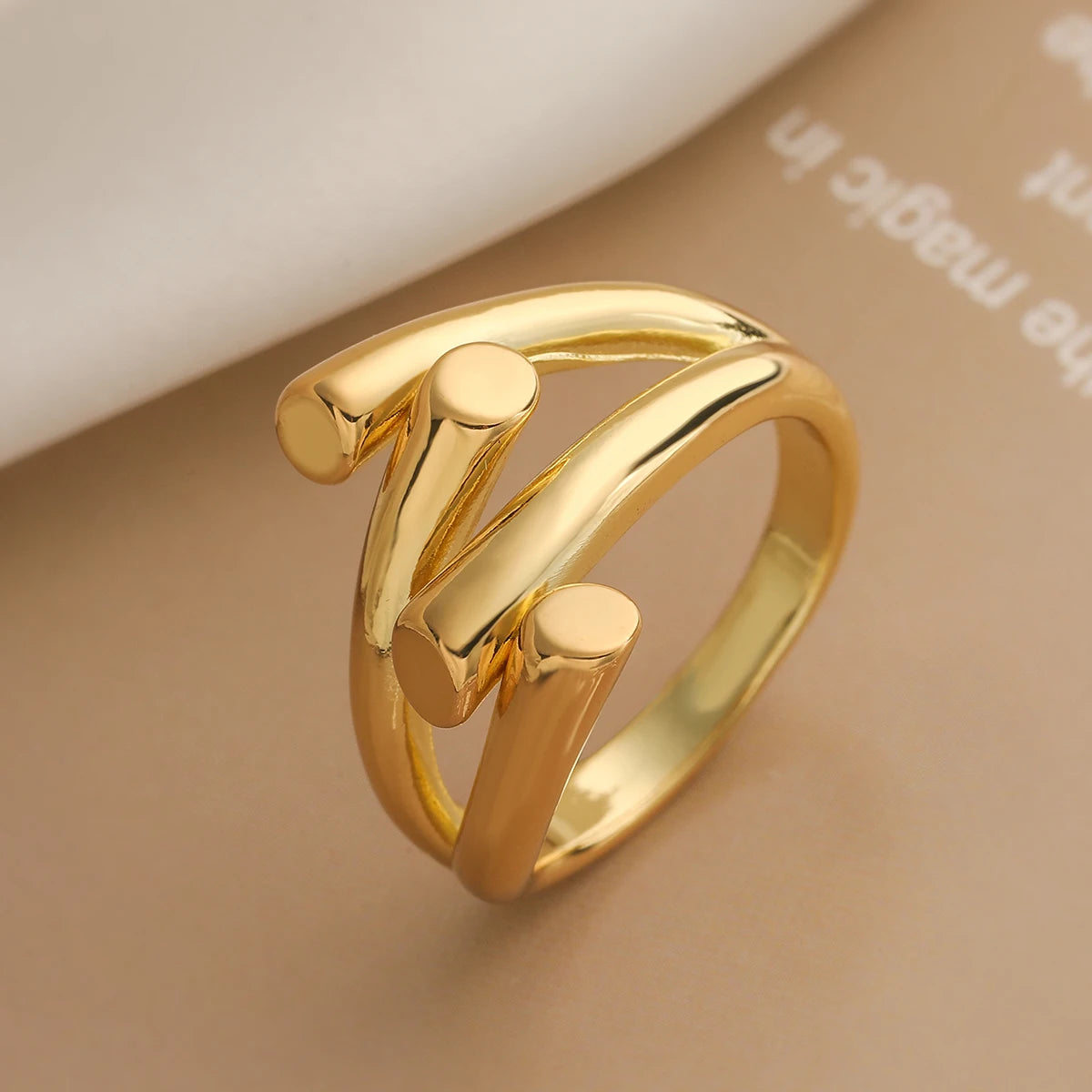 Gold/Silver Geometric Shiny AAA CZ Inlay Copper Rings
