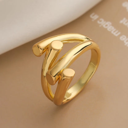Gold/Silver Geometric Shiny AAA CZ Inlay Copper Rings