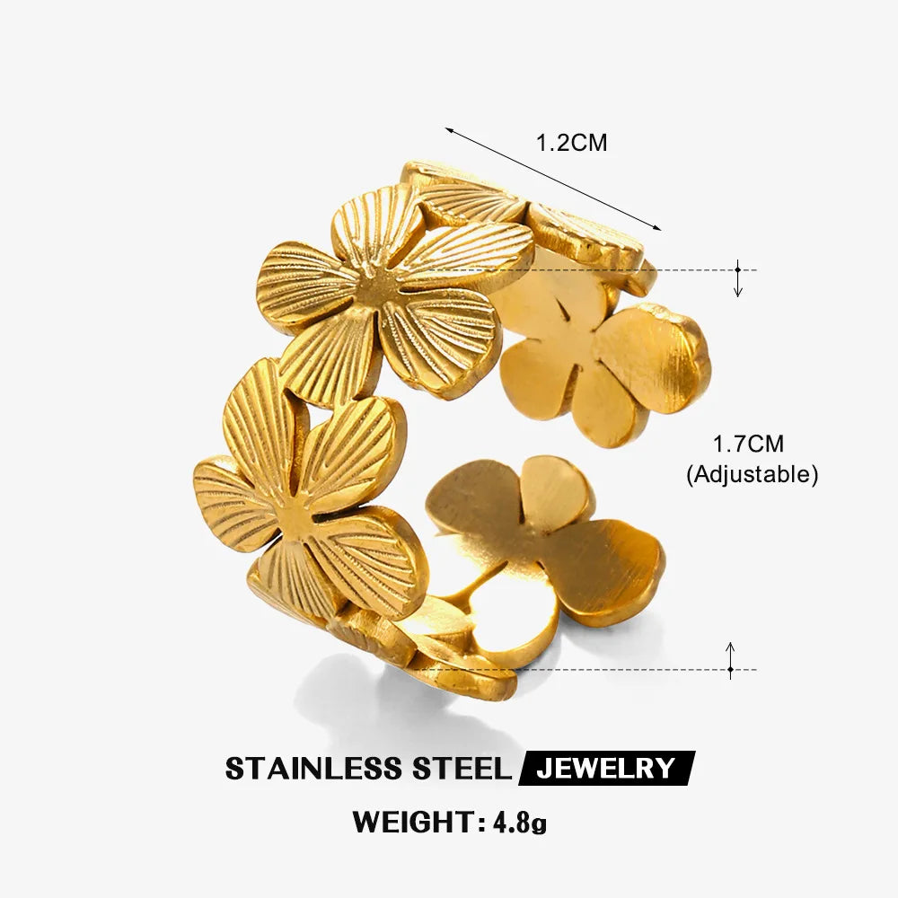 DANA 18k Gold Flower Adjustable Rings
