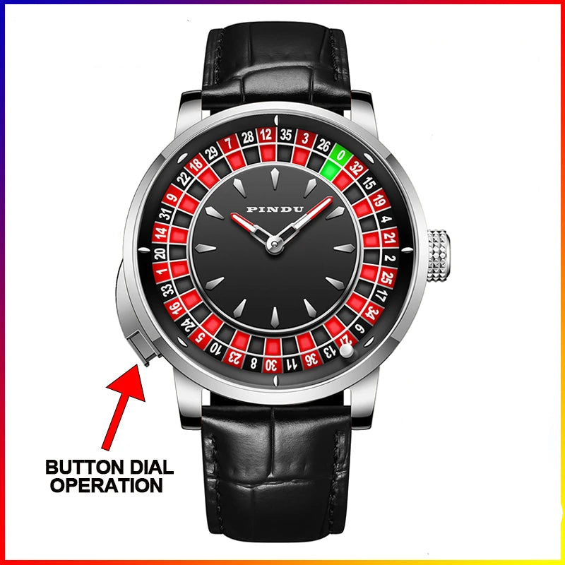 Russian Roulette Game 46MM Mechanical Sapphire Mirror Diamond Dial Watch