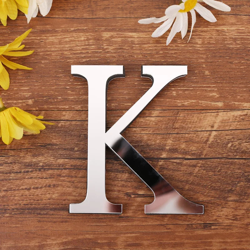Silver Letter Acrylic 3D Mirror Wall Sticker