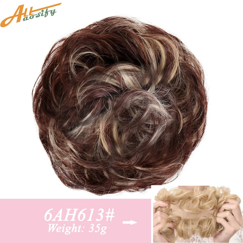 Natural Curly Messy Bun Hair Wigs