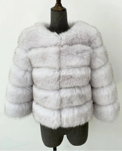 Chaqueta de piel sintética esponjosa de visón