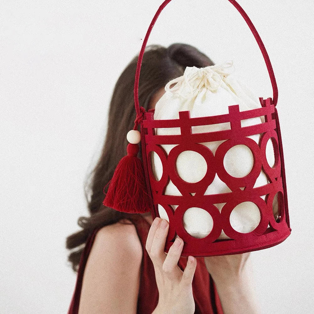 Candy Bags Red Chinese Style Felt Handbag