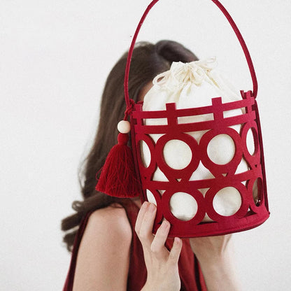 Candy Bags Red Chinese Style Felt Handbag