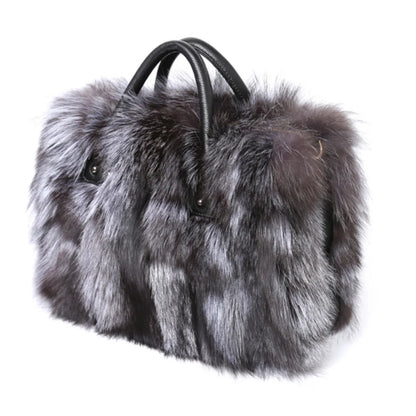 Real Fox Fur Large Size Plush Crossbody Luxury Handbags Fluffy Tote Bag