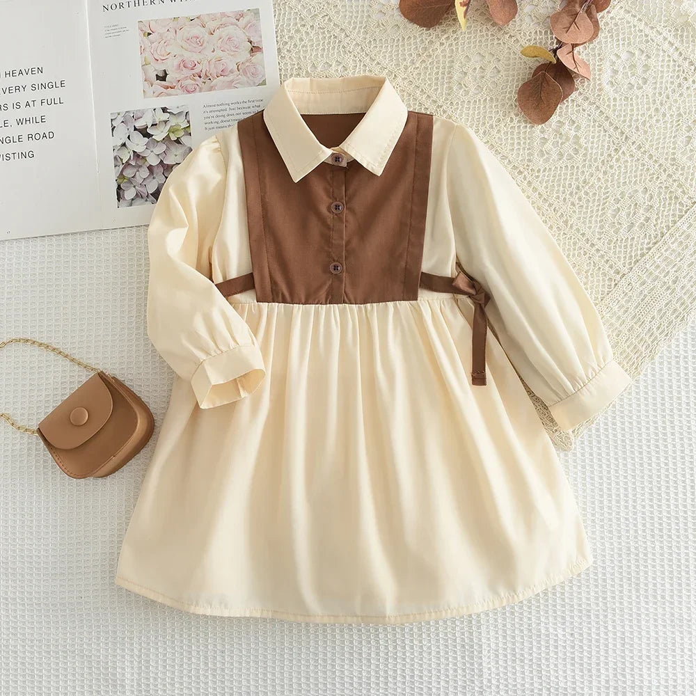 Bear Leader Butterfly Knot Color Blocked Girls Dresses