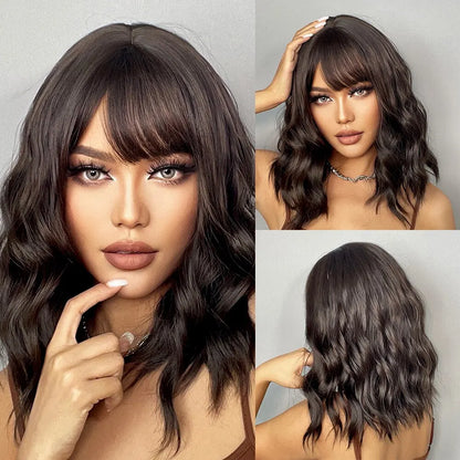 Wavy Bob Short Blonde Dark Roots Wigs
