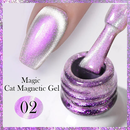 Sparkling Glass Bead Cat Magnetic Gel Nail Polish