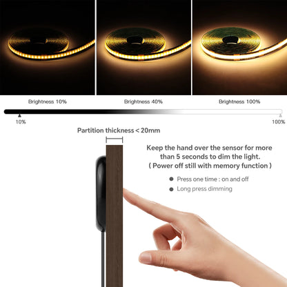 Black PCB FCOB Self-Adhesive COB LED Light Strip