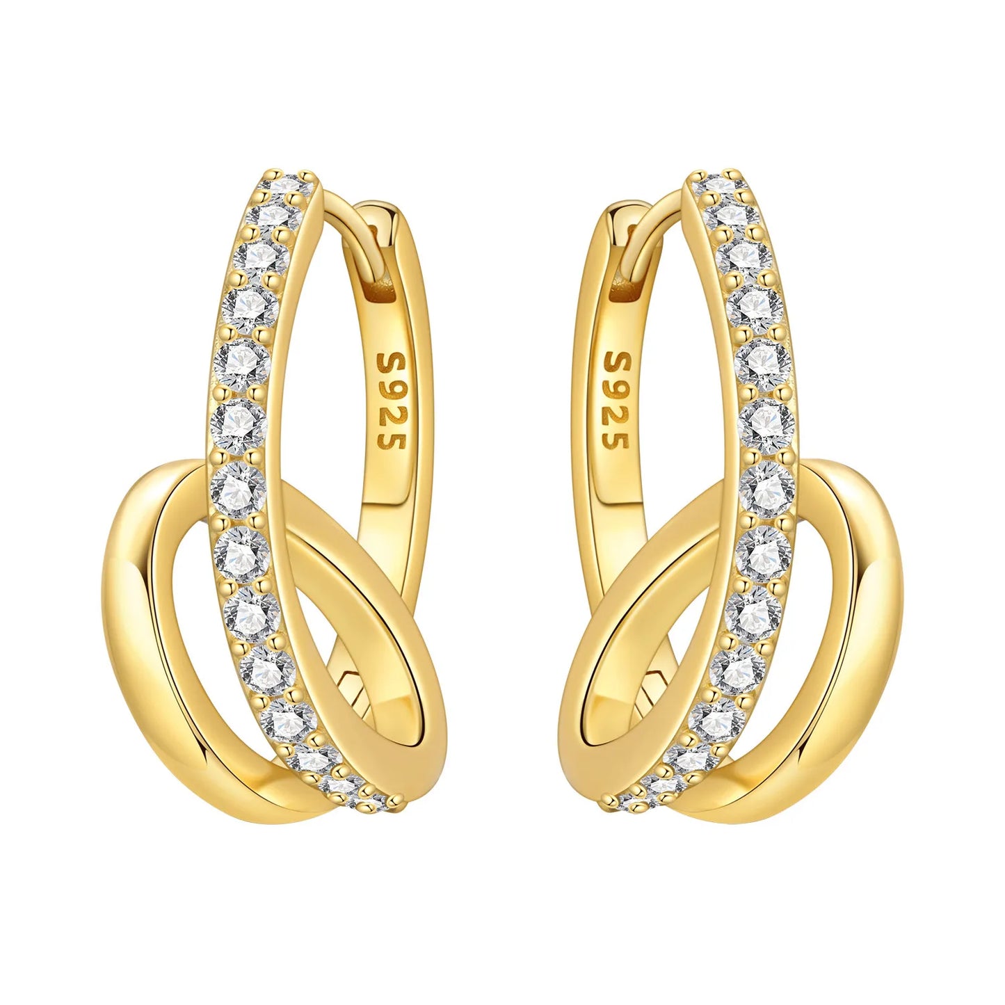 S925 Sterling Silver 18k Gold Square Hoop Earrings