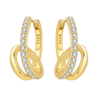 S925 Sterling Silver 18k Gold Square Hoop Earrings
