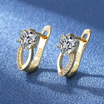 925 Silver Needle Princess Crystal Square Zircon Drop Earrings