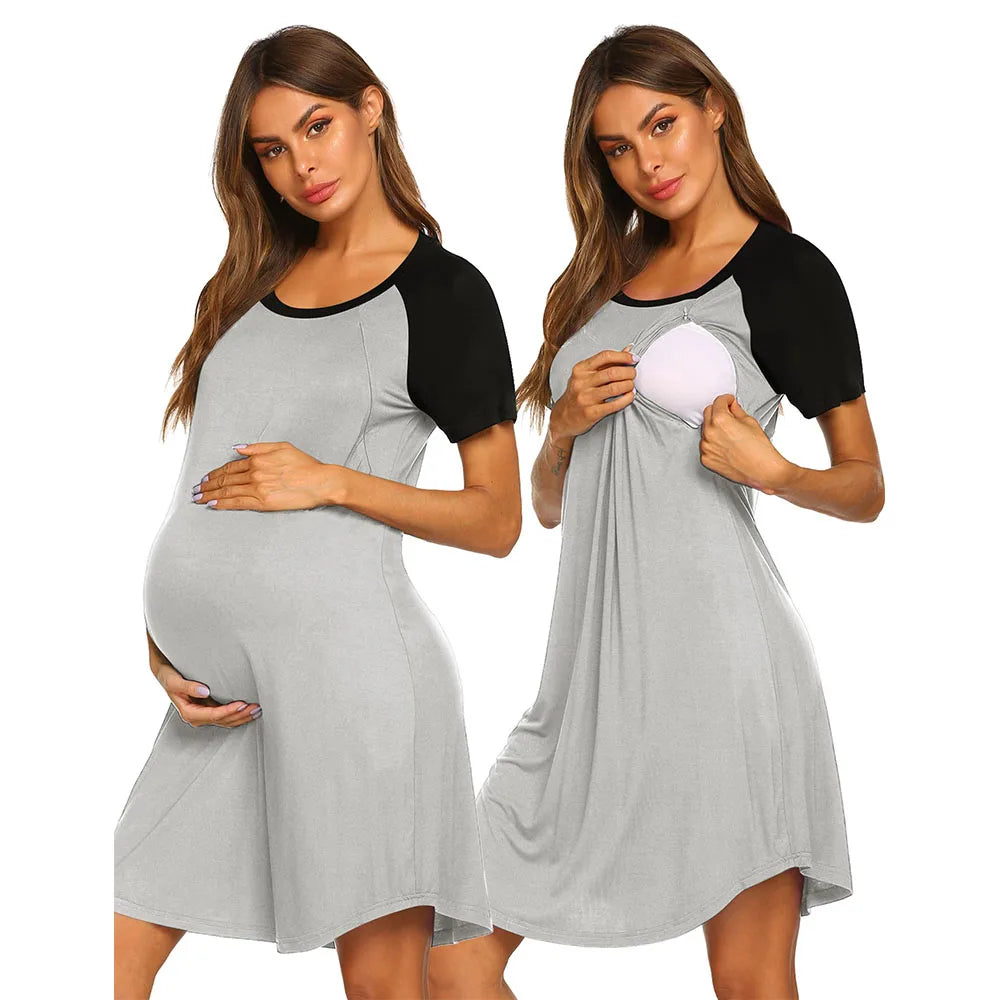 Nursing Gown 3 in 1 Nightgown Maternity Breastfeeding Sleepwear
