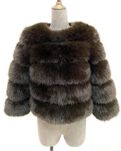 Chaqueta de piel sintética esponjosa de visón