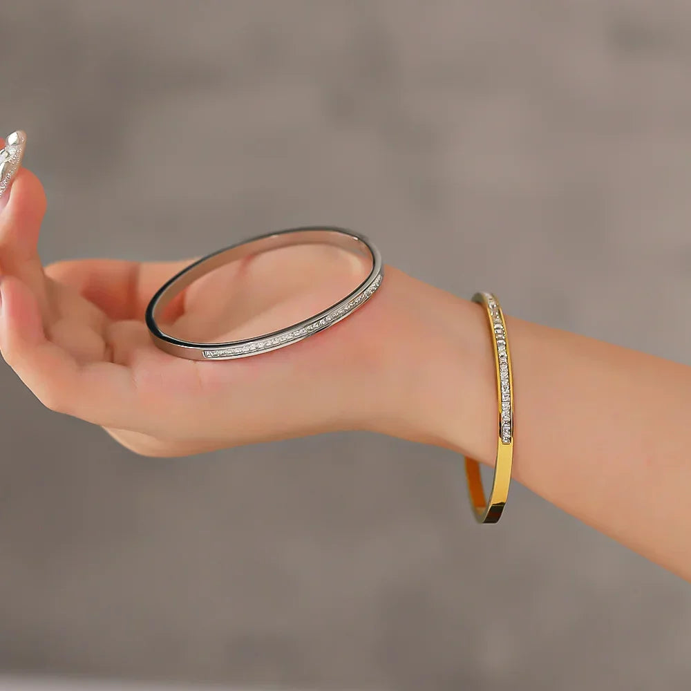 Artificial Zircon Stainless Steel Bracelet