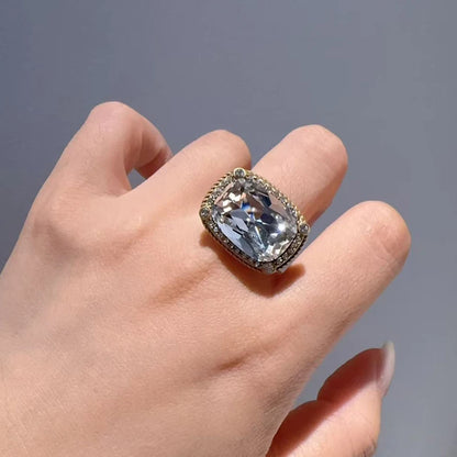 Vintage White Zircon Square Crystal Rings