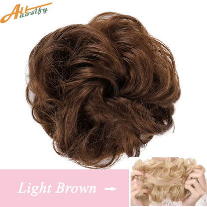 Natural Curly Messy Bun Hair Wigs
