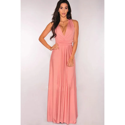 Multi-worn V-neck Vestidos De Fiesta Long Sexy Maxi Dress