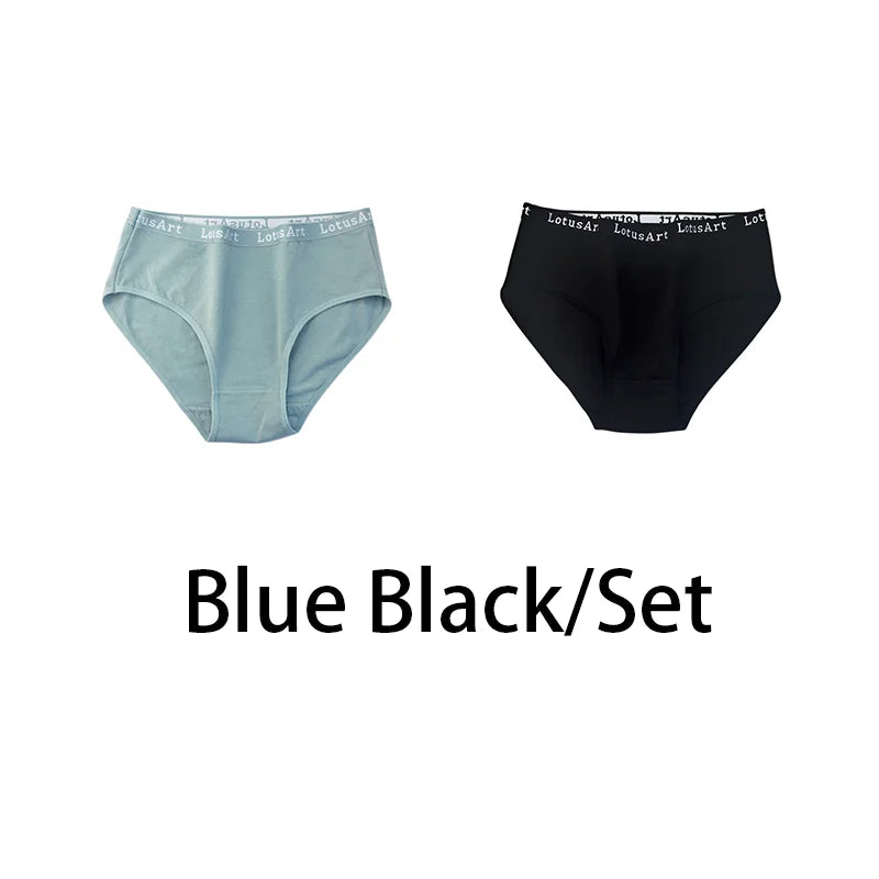 2PCS/Set Cotton Solid Panties Sexy Plus Size Lingerie