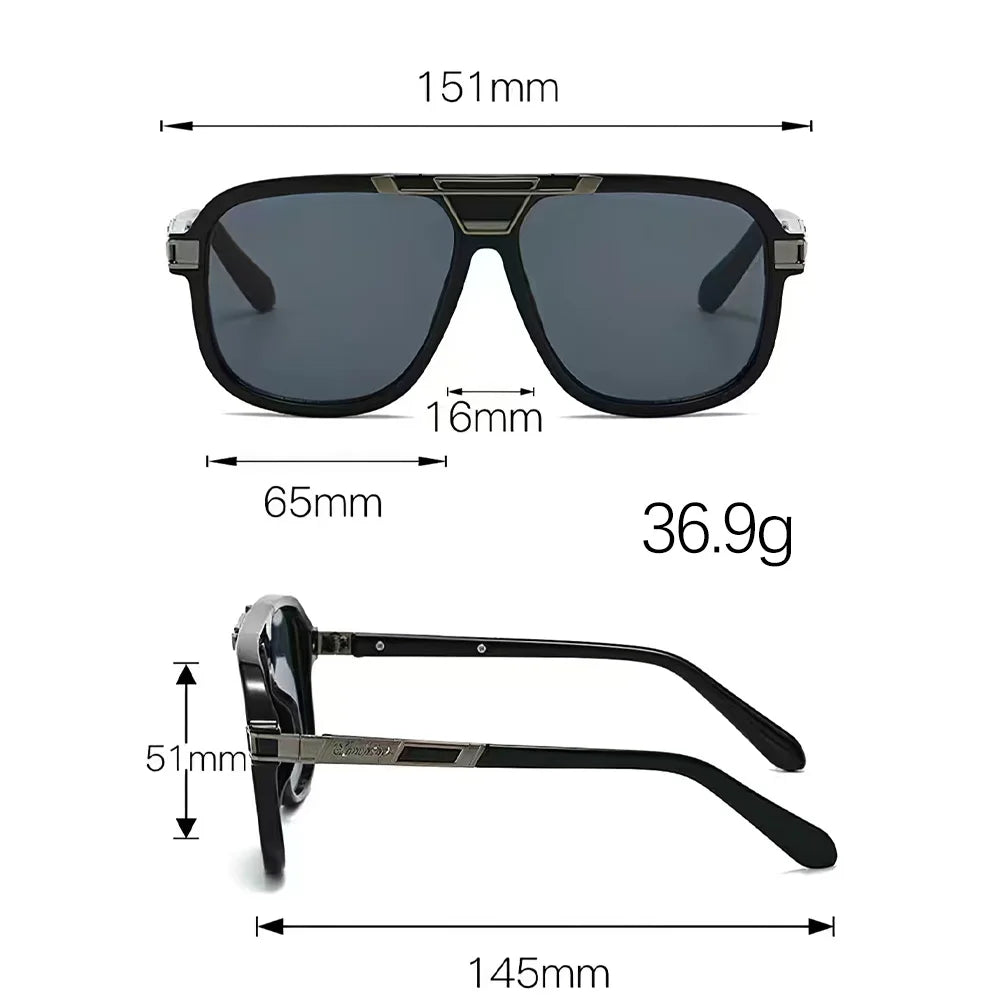 Large Frame Gradient Color Metal Decorative Sunglasses