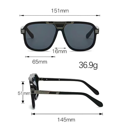 Large Frame Gradient Color Metal Decorative Sunglasses