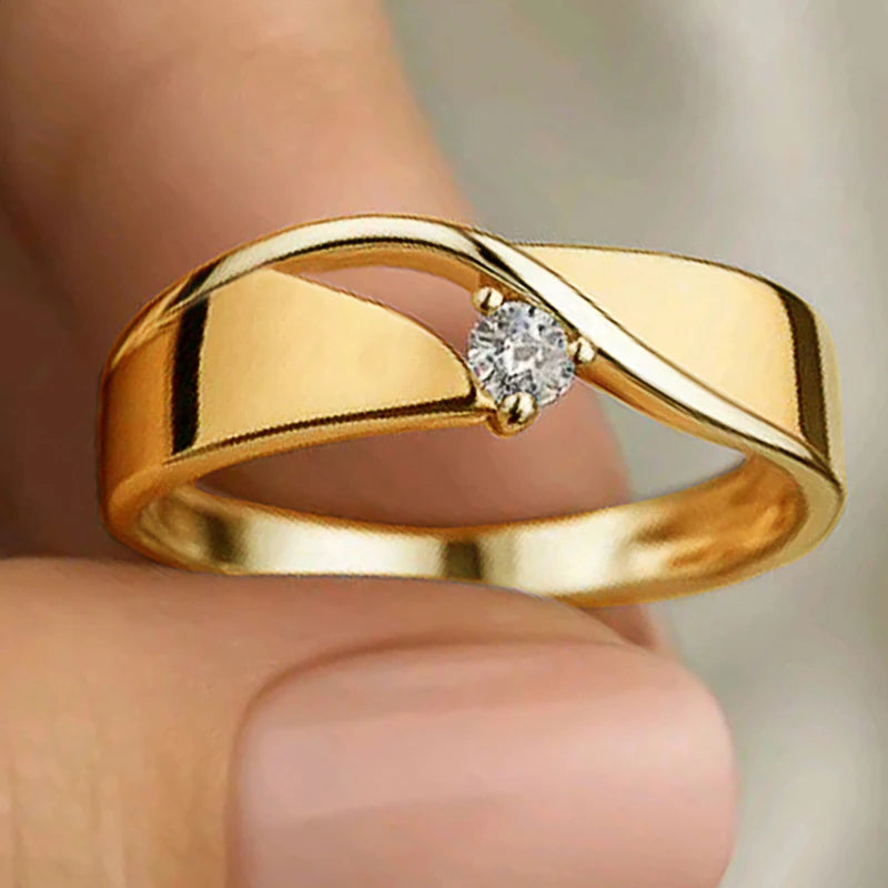 Small Cubic Zirconia Minimalist Engagement Rings