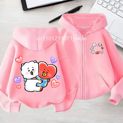 Tee Cute BT21 Mang Inspired Zipper Hoodie 3-12 Year Hoody Coat