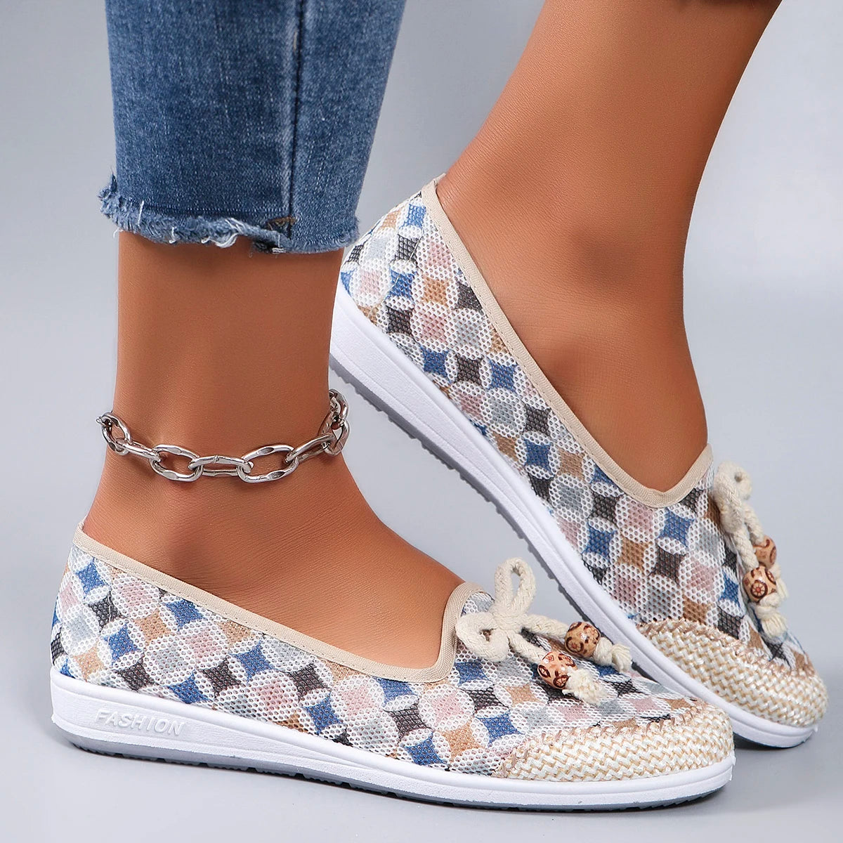 Mesh flat casual sneakers shoes