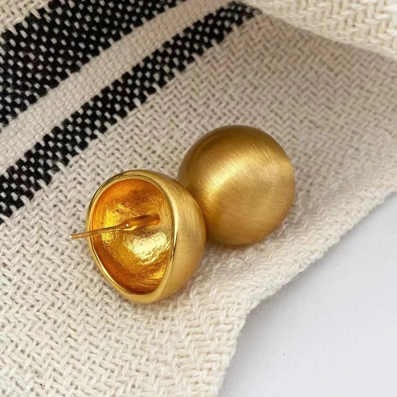 DANA Metal Brushed Frosted Semicircle Stud Earrings