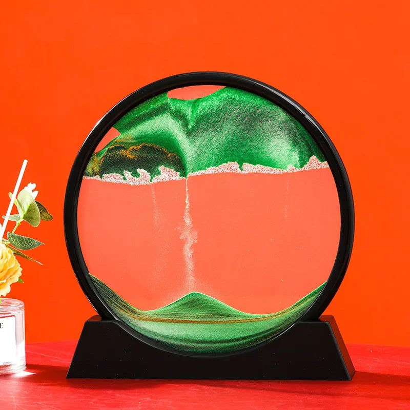 3D Moving Sand Round Glass Deep Sea Home Decoration